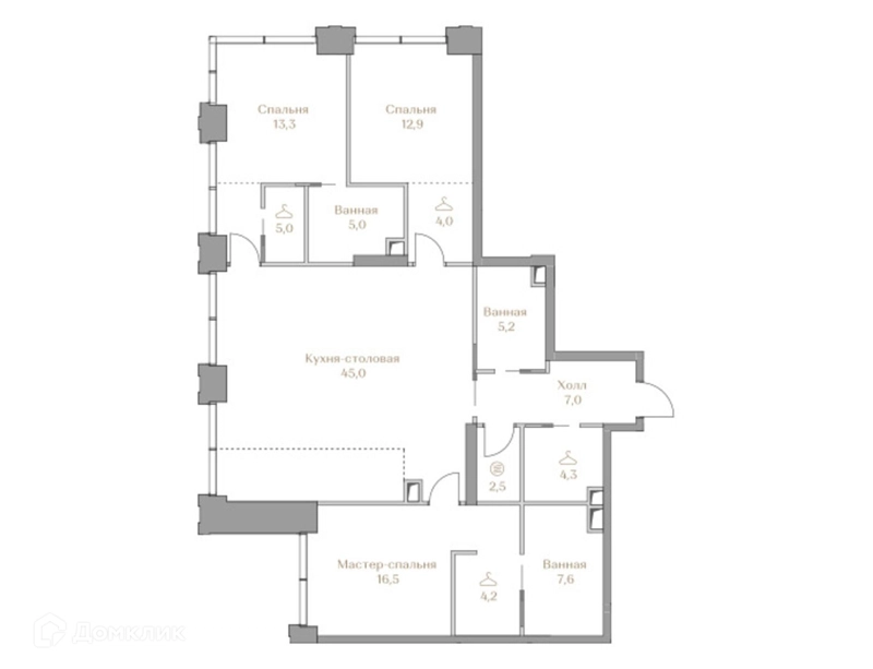3-комнатная квартира 132.6 м² Коллекция Лужники