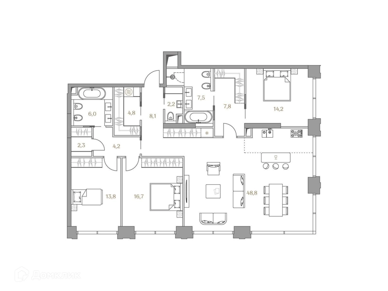 3-комнатная квартира 136.4 м² Коллекция Лужники