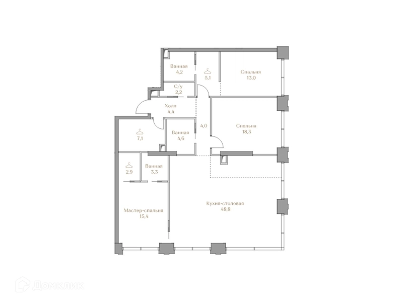 3-комнатная квартира 133.3 м² Коллекция Лужники