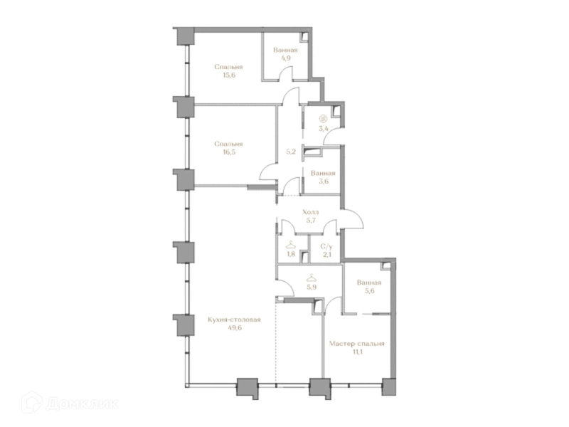 3-комнатная квартира 131 м² Коллекция Лужники