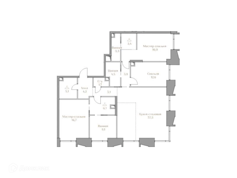 3-комнатная квартира 126.3 м² Коллекция Лужники