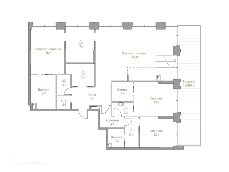3-комнатная квартира 161.2 м² Коллекция Лужники