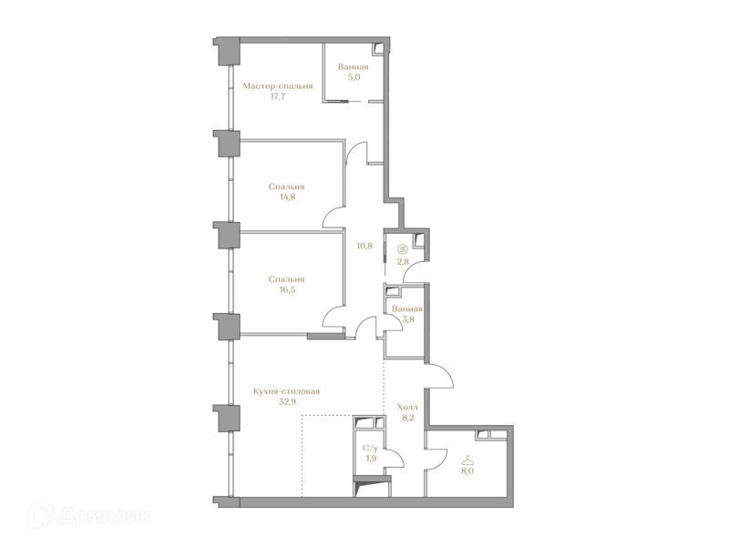 3-комнатная квартира 122.4 м² Коллекция Лужники