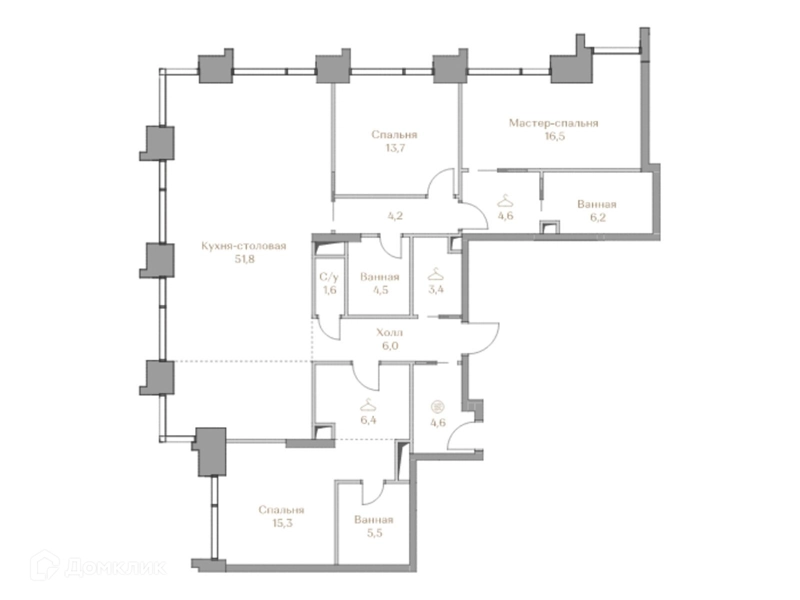 3-комнатная квартира 144.3 м² Коллекция Лужники