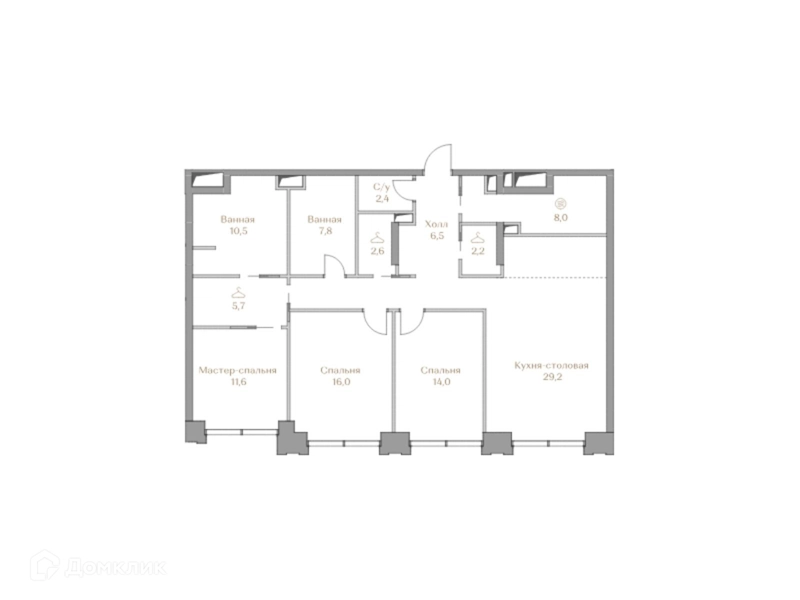 3-комнатная квартира 124.1 м² Коллекция Лужники