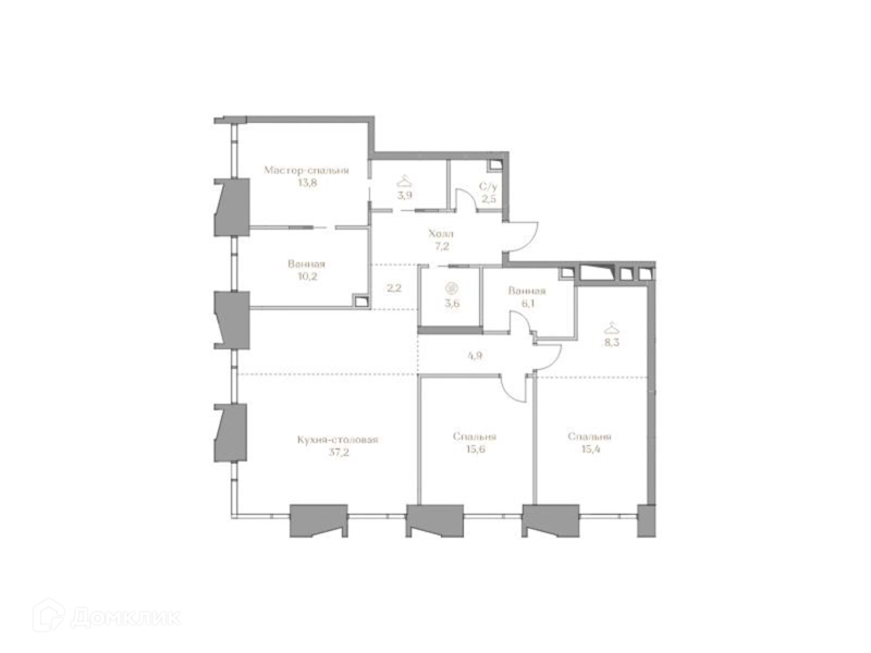 3-комнатная квартира 130.9 м² Коллекция Лужники