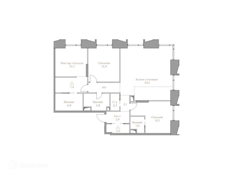 3-комнатная квартира 122.6 м² Коллекция Лужники