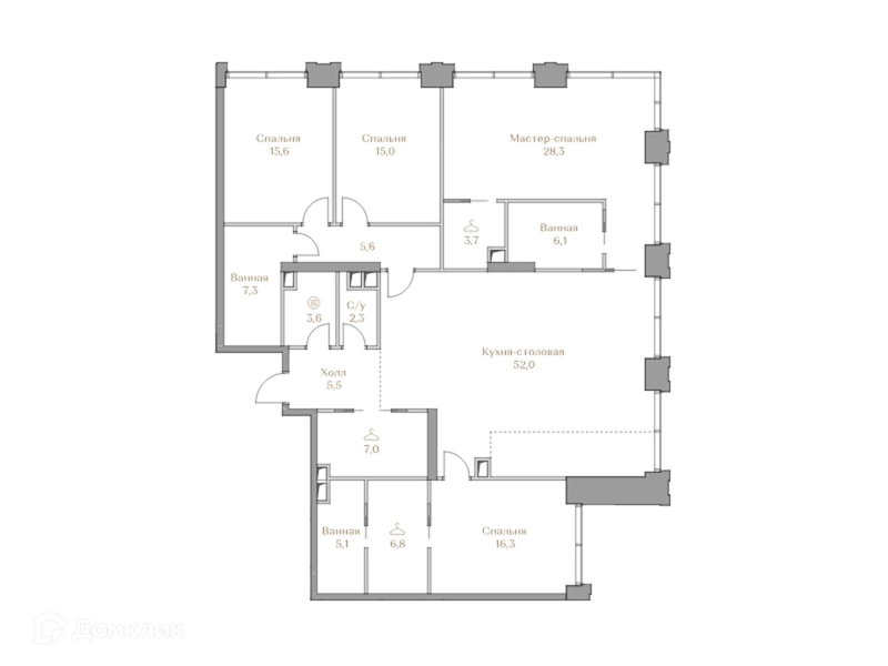 4-комнатная квартира 180.2 м² Коллекция Лужники