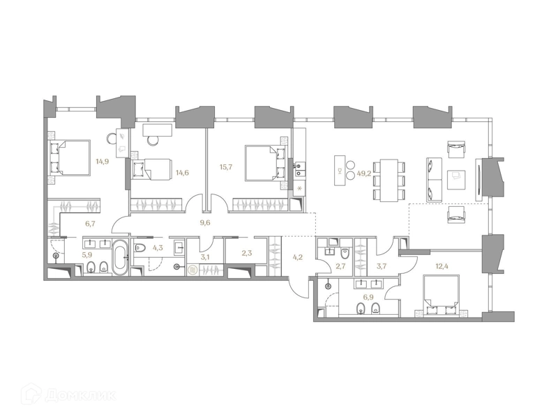 4-комнатная квартира 156.2 м² Коллекция Лужники