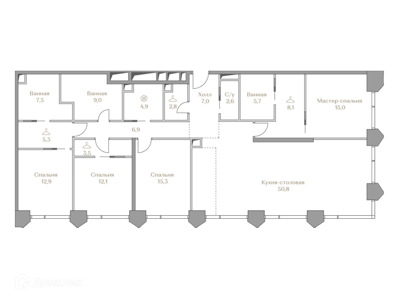 4-комнатная квартира 169.4 м² Коллекция Лужники