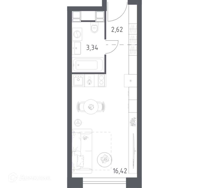 Студия 22.38 м² Пятницкое 58
