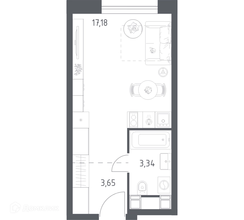 Студия 24.17 м² Пятницкое 58