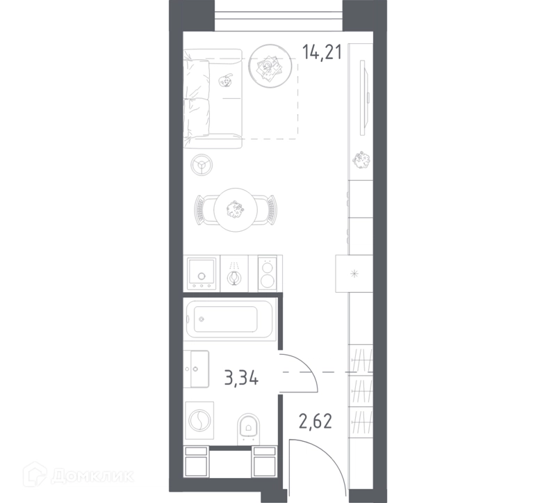 Студия 20.17 м² Пятницкое 58