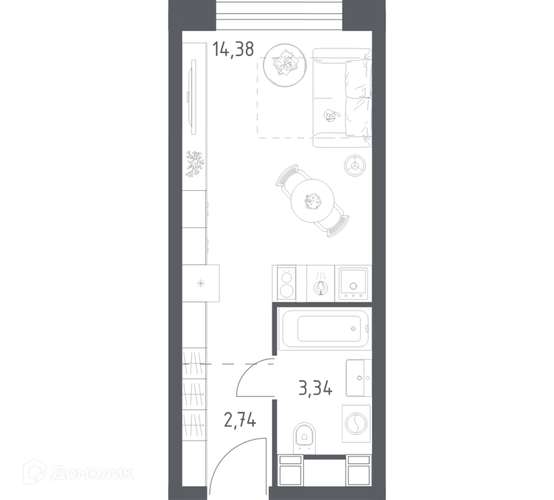 Студия 20.46 м² Пятницкое 58