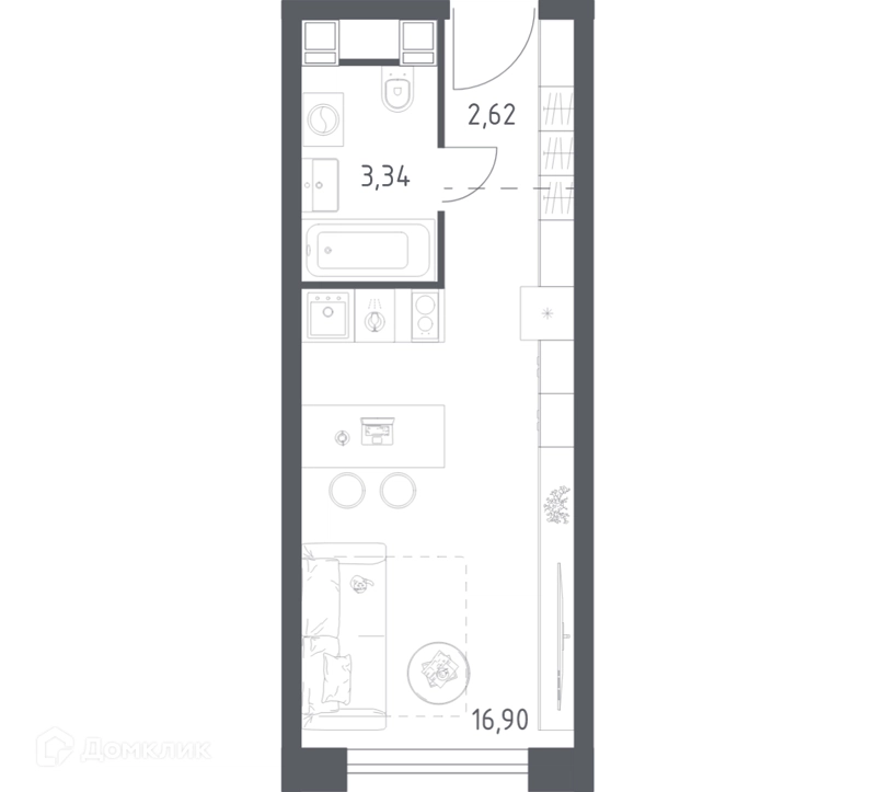 Студия 22.86 м² Пятницкое 58