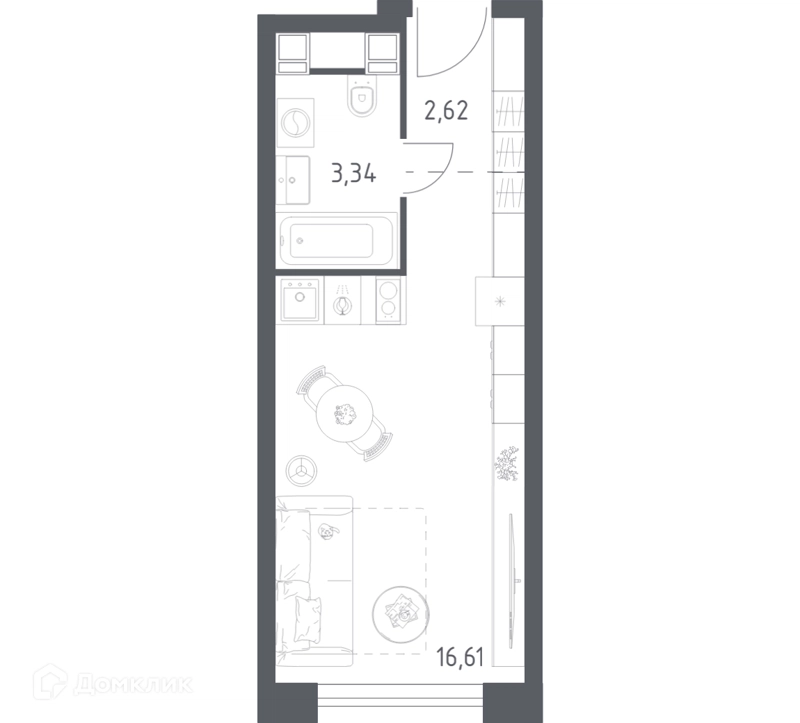 Студия 22.57 м² Пятницкое 58