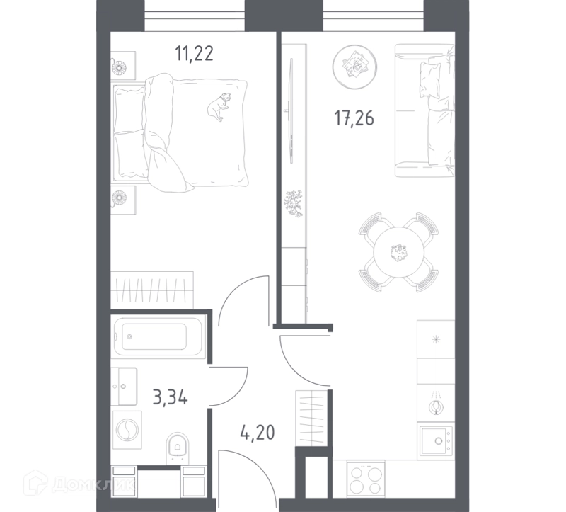 1-комнатные апартаменты 36.02 м² Пятницкое 58