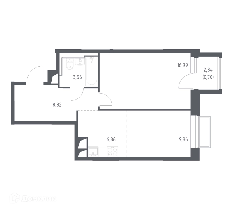 1-комнатная квартира 46.9 м² Долина Яузы