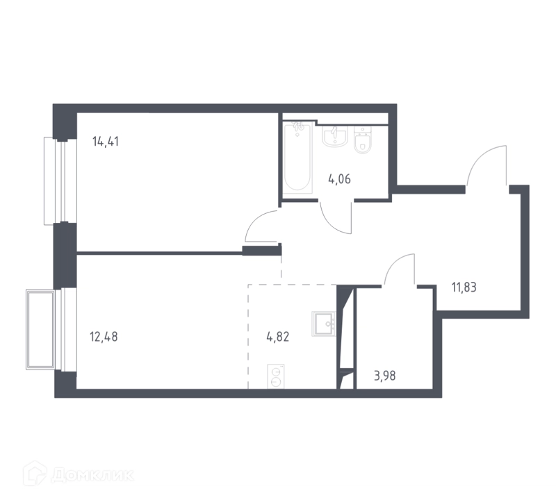 1-комнатная квартира 51.1 м² Долина Яузы