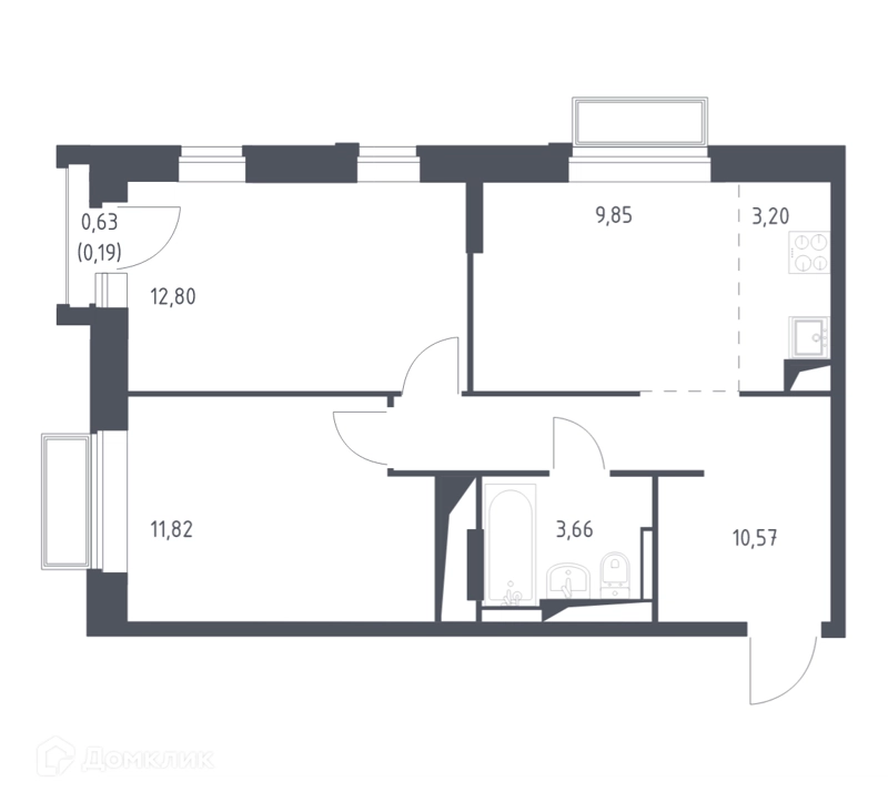 2-комнатная квартира 52.2 м² Долина Яузы