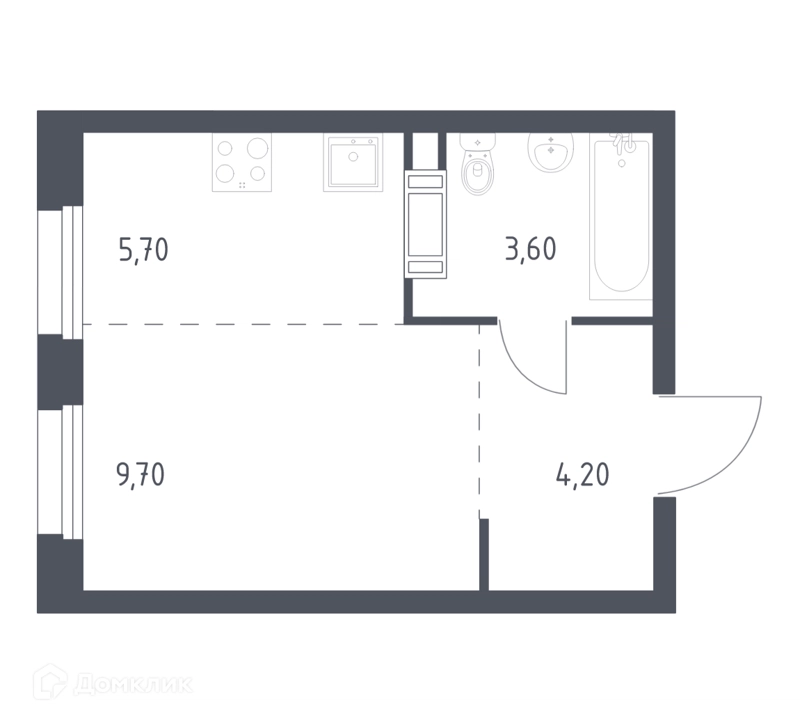 Студия 23.4 м² Эко Бунино