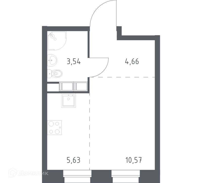 Студия 24.4 м² Эко Бунино
