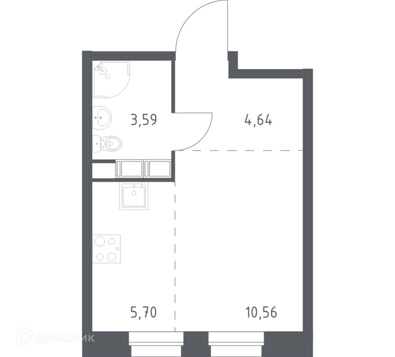 Студия 24.49 м² Эко Бунино