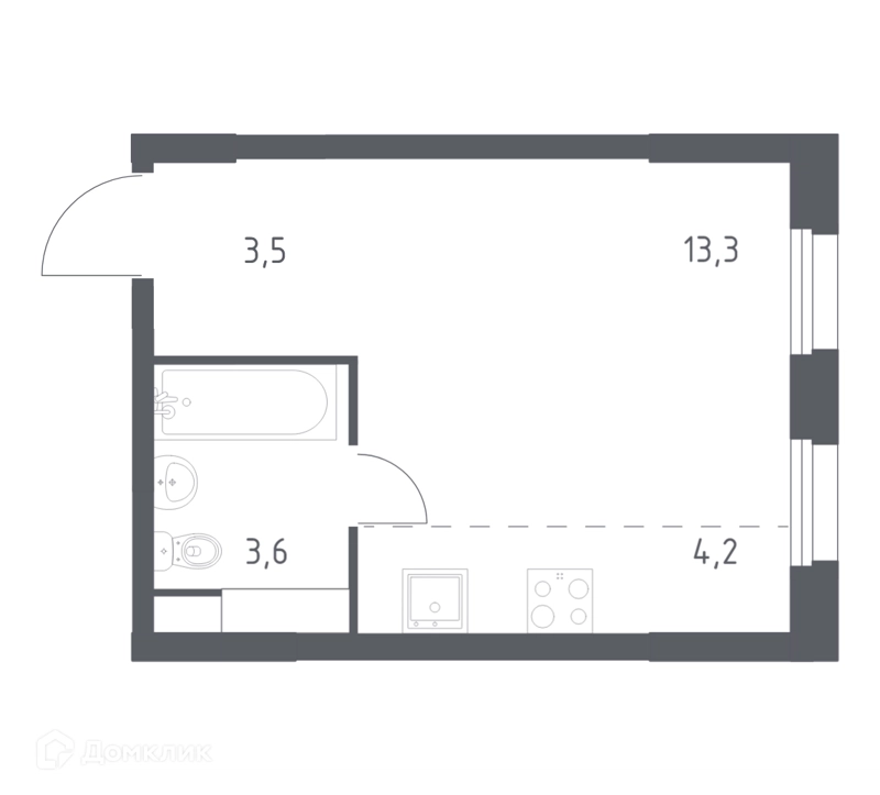 Студия 24 м² Эко Бунино