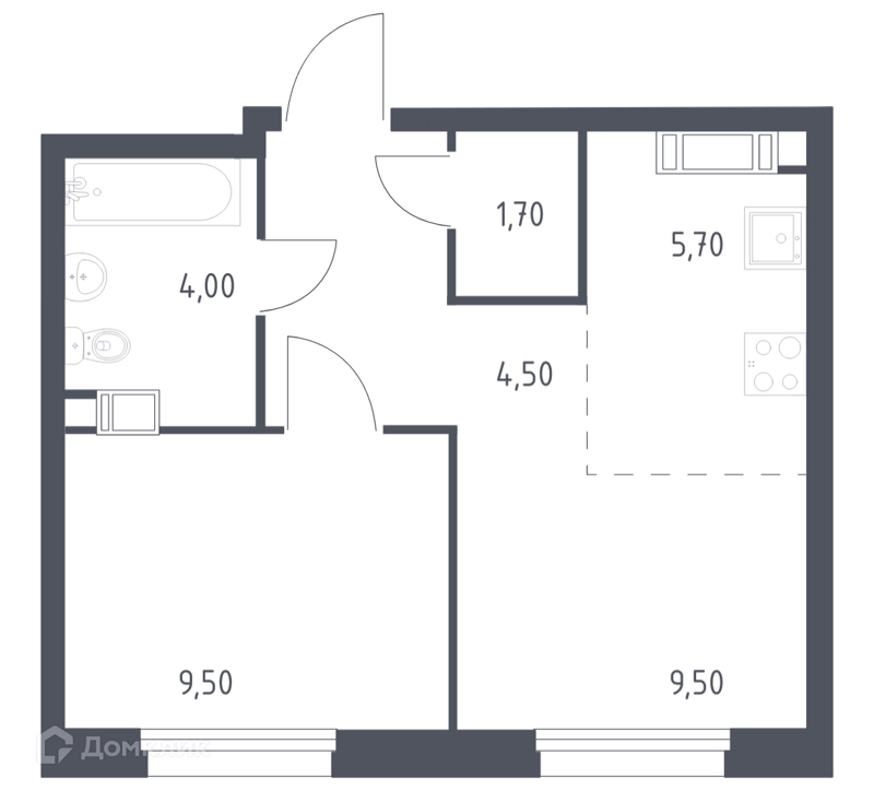 1-комнатная квартира 34.9 м² Эко Бунино