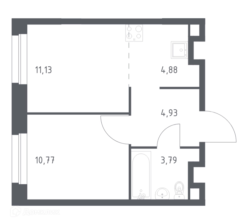 1-комнатная квартира 35.5 м² Эко Бунино