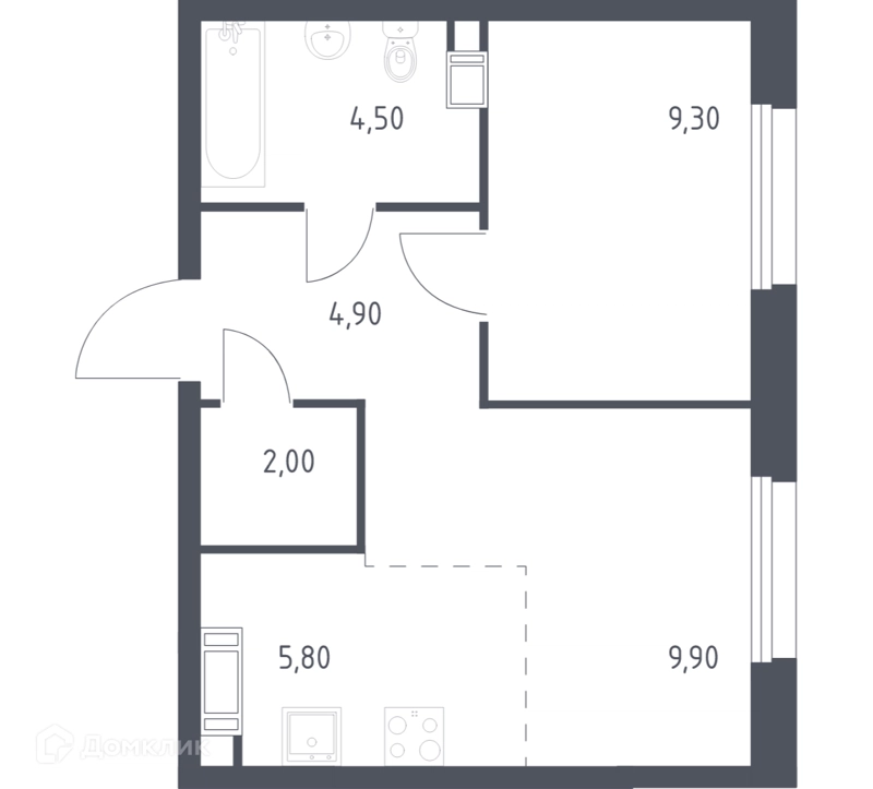 1-комнатная квартира 36.4 м² Эко Бунино