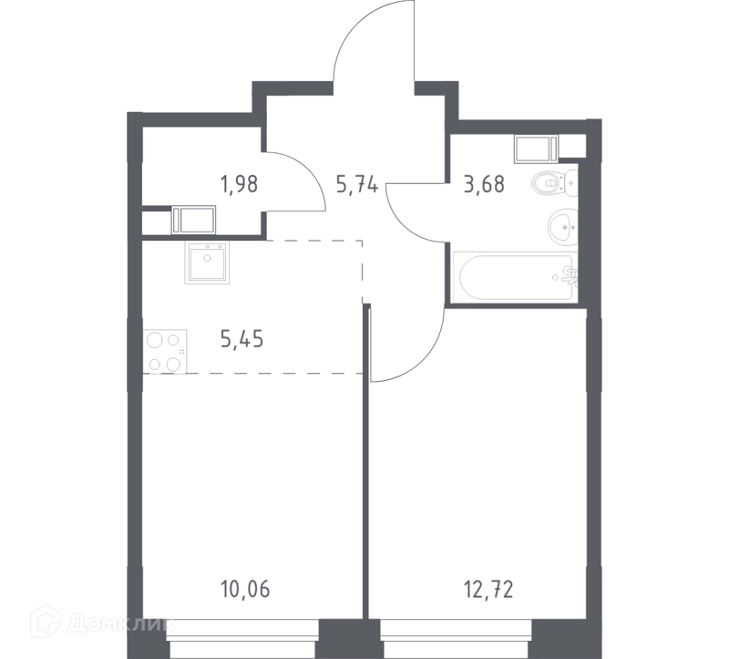 1-комнатная квартира 39.63 м² Эко Бунино