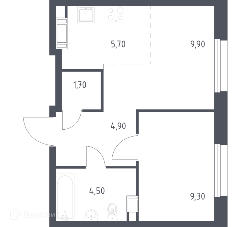1-комнатная квартира 36 м² Эко Бунино