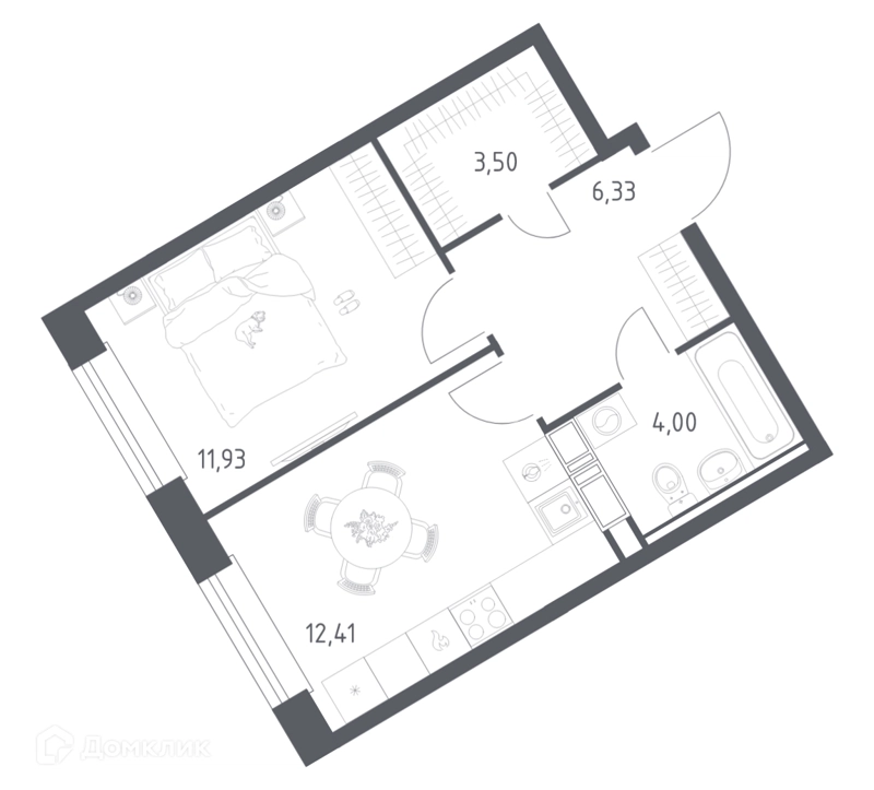 1-комнатная квартира 38.17 м² Эко Бунино