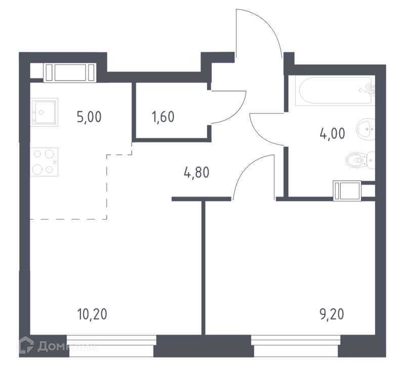 1-комнатная квартира 34.8 м² Эко Бунино