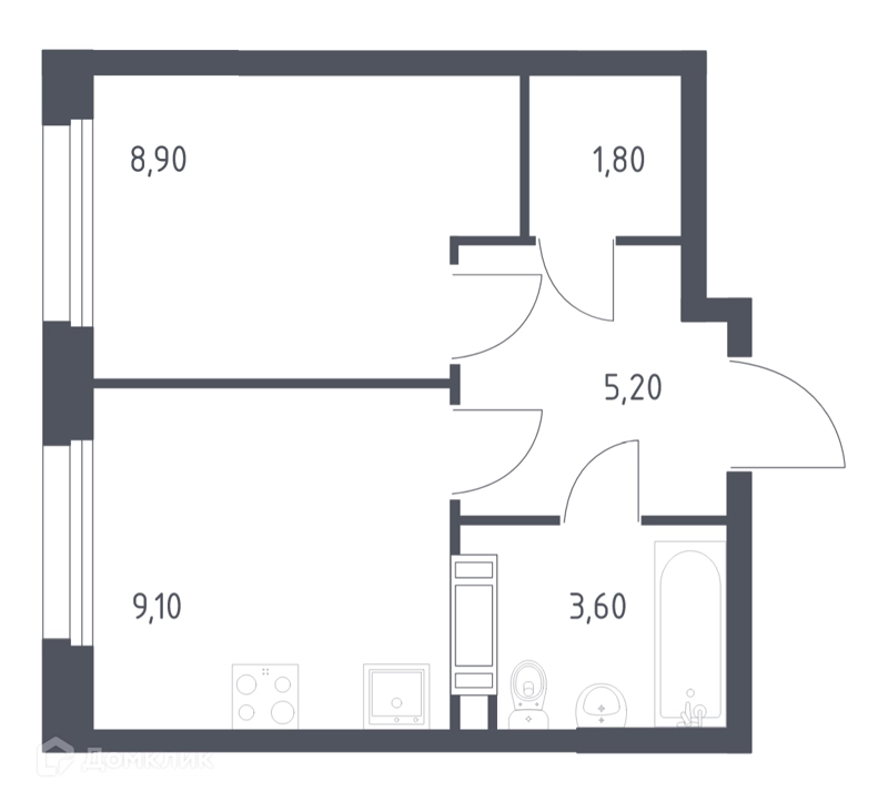 1-комнатная квартира 28.6 м² Эко Бунино
