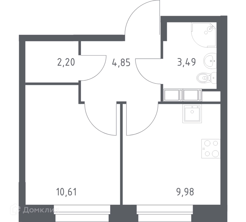 1-комнатная квартира 31.13 м² Эко Бунино
