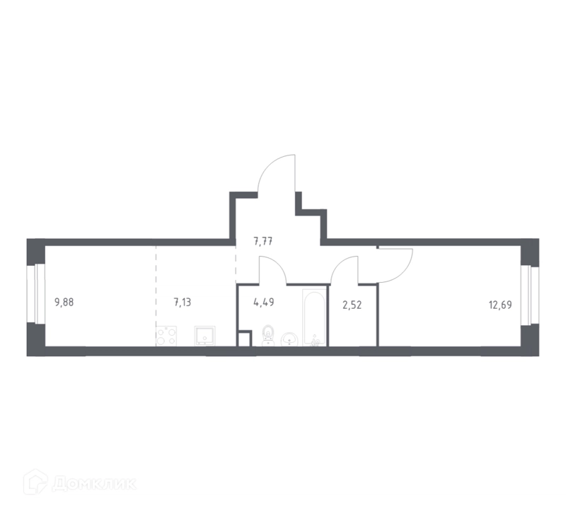 1-комнатная квартира 44.48 м² Эко Бунино