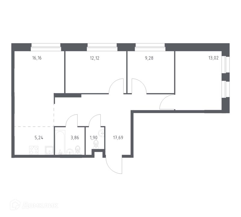 2-комнатная квартира 79.27 м² Эко Бунино