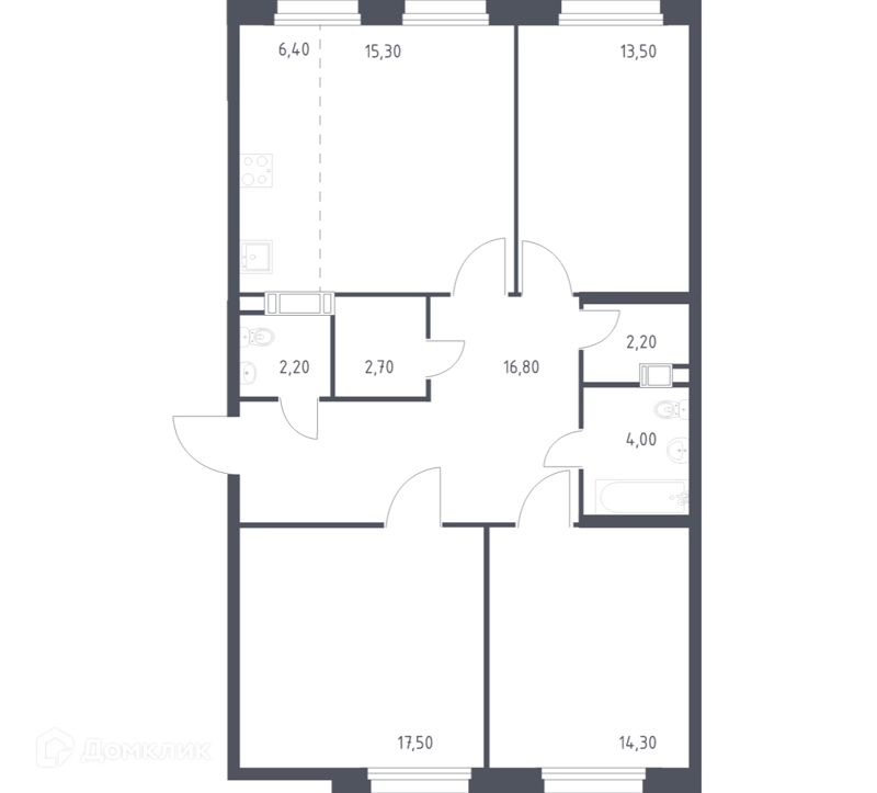 3-комнатная квартира 94.8 м² Эко Бунино