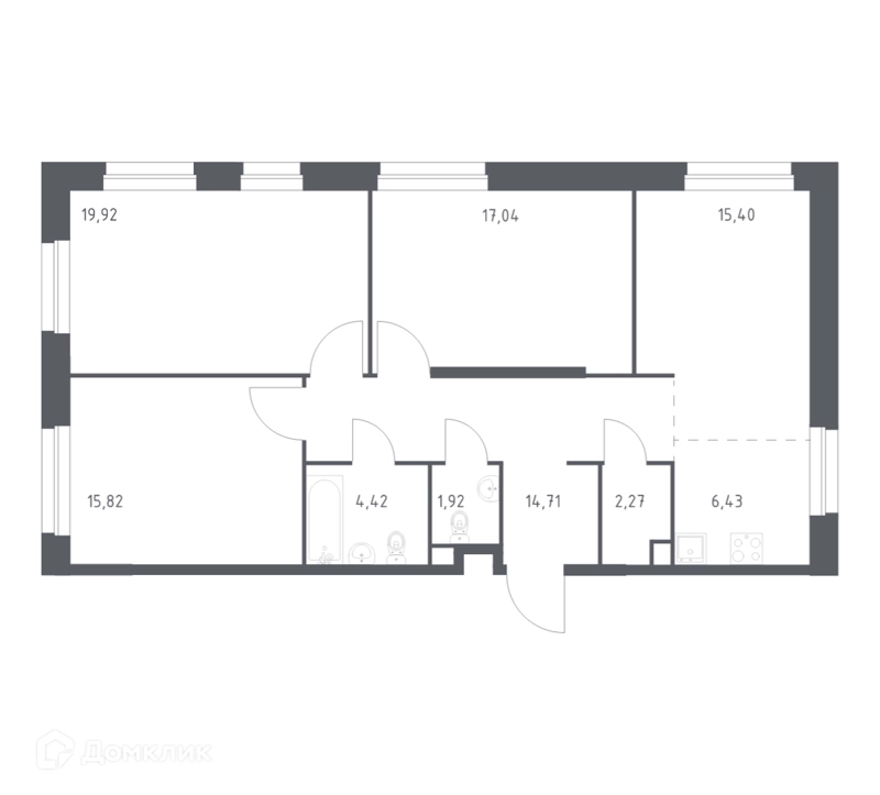 3-комнатная квартира 97.93 м² Эко Бунино