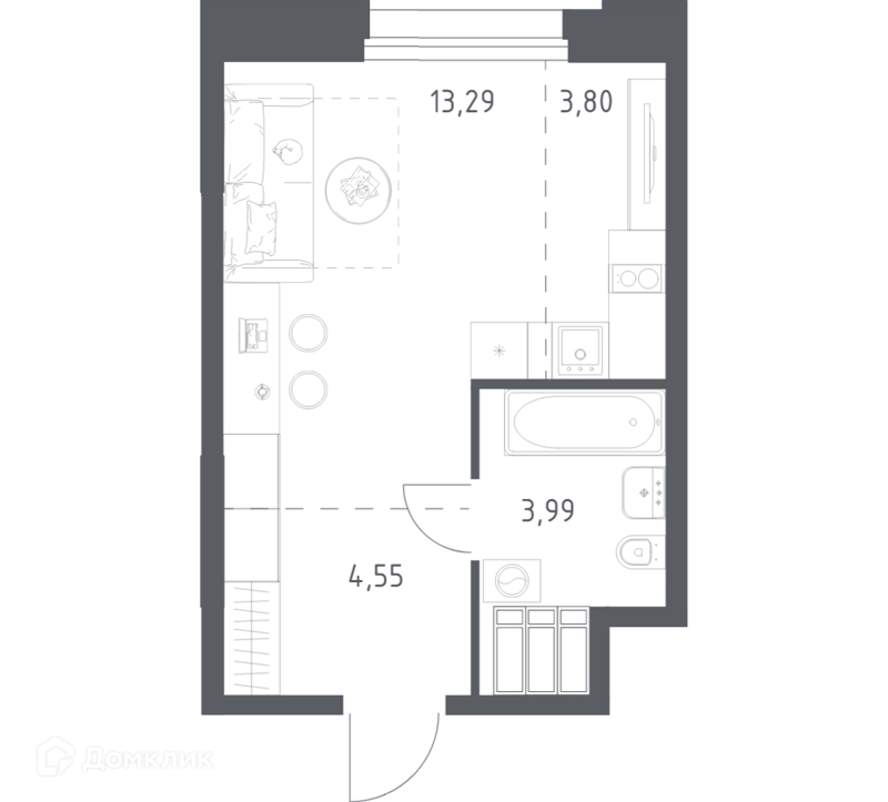 Студия 25.63 м² Тропарево Парк