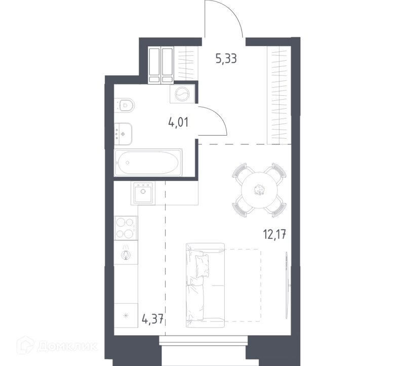 Студия 25.88 м² Тропарево Парк