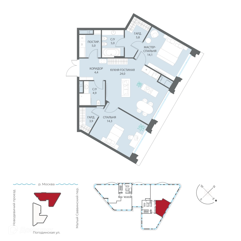 2-комнатная квартира 81.4 м² Дом XXII