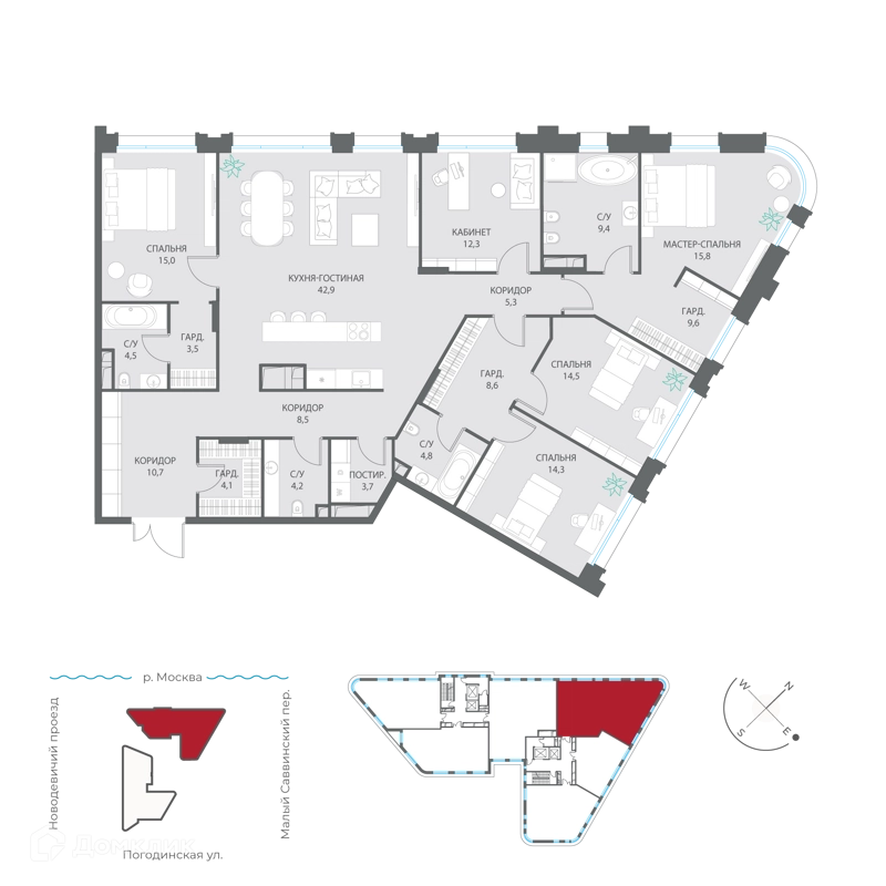 5-комнатная квартира 191.7 м² Дом XXII