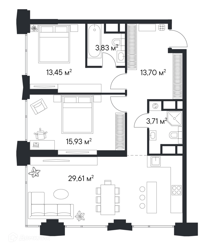 2-комнатная квартира 81.18 м² Первый Нагатинский