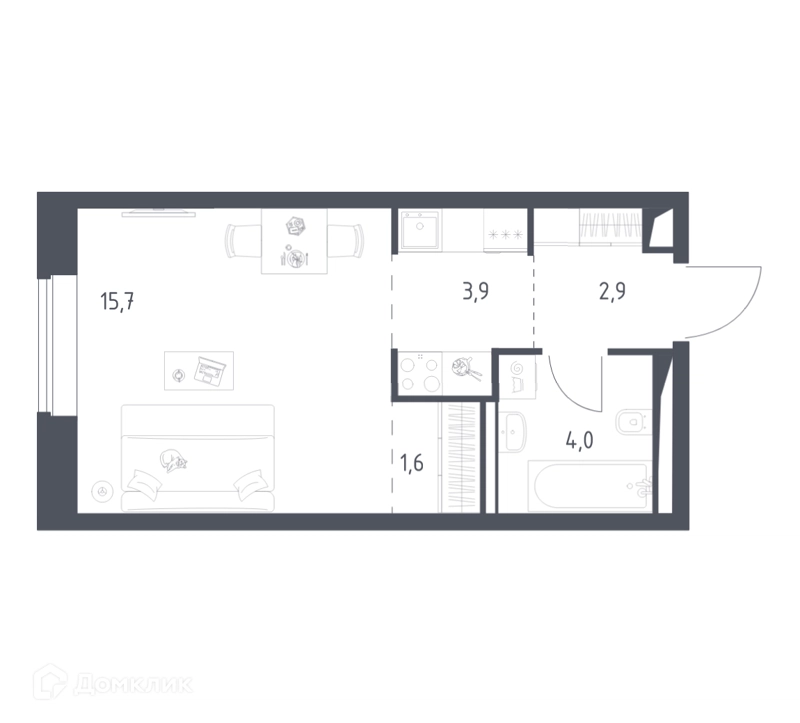 Студия 27.96 м² Верейская 41